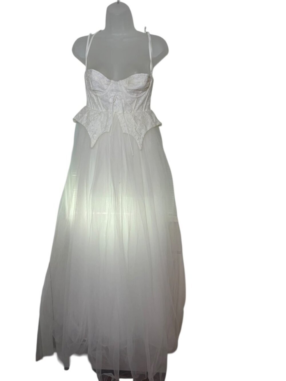 For Love & Lemons Lily Corset Tulle Bridal Dress White S NWT - Picture 5 of 11